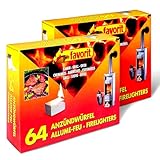 favorit Anzünderwürfel 64er Pack im 2er Set, Zuverlässige Feuerstarter für Grill, Kamin & Ofen, Made in Germany