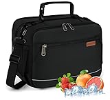 RAINSMORE Kleine Kühltaschen für Unterwegs Faltbar Cooler Bag 10L, Isoliertasche Lunchtasche für Herren und Damen, Ideal für Picknick, Büro, Arbeit Schwarz