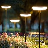 Ainostone Solarlampen für Außen Garten 4 Stück LED Solarleuchten Warmweiß 1000mAh Solar Gartenleuchten Hell 34 Lumen Solar Lampe IP65 Wasserdicht für Gartendeko Balkon Terrasse Rasen Weg Outdoor