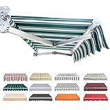 YHDMDQ Manuelle Einziehbare Markisenstoff 200x150/300x200/450x350/600x200cm Sonnenschutz Markisentuch Wasserabweisend Markisenbespannung Markisevolant Markise Canvas(Green,4x2m/13x6.5ft)