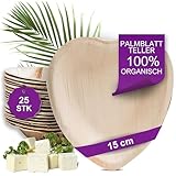 Waipur Bio Palmblatt Teller - 25 Stück Herz 15 cm - Premium Einweggeschirr - Umweltfreundliches Hochzeitsgeschirr - ähnl. Einweg Bambus-Teller
