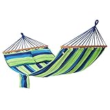 SONGMICS Hängematte mit 2 Kissen, Liegefläche ca. 210 x 150 cm, Belastbarkeit bis 110 kg GDC22L, Large, Blau
