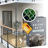 Samtpfote® Katzennetz für Balkon & Fenster - 4 x 3 m - Balkonnetz transparent und reißfest - Robustes, langlebiges Katzenschutznetz inkl. Montagematerial