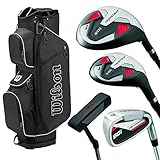 WILSON Pro Staff SGI Komplettset/Golfset für Herren, Rechtshand, Cartbag in Schwarz, insg. 12 Teile | Inkl. 3 Staff Golfbälle