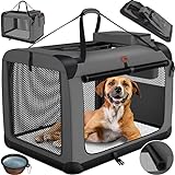 Lovpet® Hundebox Hundetransportbox faltbar Inkl.Hundenapf M 60x42x42cm Transporttasche Hundetasche Transportbox für Haustiere, Hunde und Katzen Haustiertransportbox Anthrazit