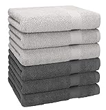 Betz Handtuch 6er Pack Handtücher Set Premium Größe 50x100 cm 100% Baumwolle - gut trocknend, Gute Qualität - ideal für Sport, Strand, Reisen Farbe Silbergrau/anthrazit