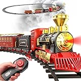 Hot Bee Zug Spielzeug Ferngesteuert, Eisenbahn Kinder Elektrisch, Weihnachtszug Elektrisch, Weihnachtszug um den Baum, Weihnachtstag Geschenke für 3-7 Jahre Jungen Mädchen Zugset Fernbedienung