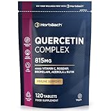 Quercetin Bromelain Vitamin C Hochdosiert Komplex | 120 Vegane Kapseln | 520mg Quercetin | mit Hagebuttenzusatz | Horbaach