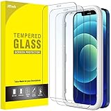 JETech Full Screen Schutzfolie für iPhone 12/12 Pro 6,1 Zoll, Gehärtetes Glas Displayschutz mit Einfaches Installationswerkzeug, Hat Keinen Einfluss auf die Hülle, Panzer HD Klar, 3 Stück