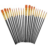 TIESOME 20 Stück Pinsel Set, Pinselset Acrylfarben Kleine Pinsel Set, 10 Verschiedene Größen für Künstler Erwachsene und Kinder Aquarell Stifte Modellbau Pinsel (Schwarz)