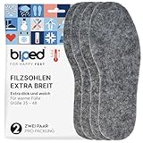 biped 2 Paar extra breite Filzsohlen - Wärmende Winter Einlegesohlen für besonders breite Schuhe, Arbeitsschuhe, Stiefel, Wanderschuhe und Gummistiefel z2787(48)