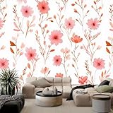 Traumhafte Pflanzen Blumen Fototapete 3D Effekt, Vlies Tapeten XXL Weiß Wandtapete für Wohnzimmer Schlafzimmer Kinderzimmer Fernseh Hintergrund Wand-Kunst-Deko B400 x H280 cm