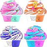 Neues Butter Slime Set - 4 Pack Fluffy Butter Schleim, DIY Slime kit für Kinder Party Favor, Soft and Stretchy Poopsie Slime Surprise, Stressabbau Putty Spielzeuge für Mädchen und Jungen.