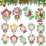 Weihnachtsbaumschmuck Bilderrahmen Weihnachtsbaum Anhänger, 10 Stück Weihnachten Bilderrahmen Holz Weihnachtsbaumanhänger Christbaumanhänger, Foto Süßigkeiten Ornament Weihnachtsbaum Deko