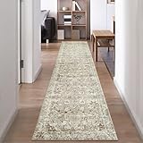 Famibay Flurläufer, rutschfest, für Flur, 60 x 300 cm, extra lang, waschbar, Beige, Vintage-Stil, Küche, Flur, Teppich, Bodenteppiche für Eingänge, Schlafzimmer, Wäsche