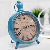 Belle Vous Tischuhr Vintage Leise – 23 x 15cm Antiker Retro Wecker Ohne Ticken, Standuhr Klein Analog Uhr Schreibtisch Standuhr Wohnzimmer, Nachttisch, Büro – Wecker Vintage Französischer Landhausstil