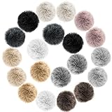 Nvseaty Kunstfell Bommel für Mütze, Künstliche Fellbommel für StrickMützen und Beanies Taschenanhänger Schlüsselanhänger Fake Fur Bommel Kunstfell Pompons- 20 Stück, 10 Farben