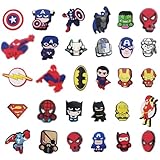 Oirigaga Schuhanstecker für Clogs, 30 Stück Schuh Charms Cartoon Superhelden Schuhanhänger, DIY Schuh Pins Aufstecker Anstecker Set, Abnehmbare PVC Shoe Deko Zubehör für Kinder Jugendliche Erwachsene