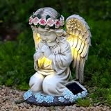 Tuzsocr Solar Engel Gartenstatuen - Betende LED-Schutzengel-Figur, Grablicht Outdoor-Dekoration, Wetterfest Grabschmuck für Friedhof, Fairy Engel Skulptur Deko Rasen, Hof, Terrasse, Fensterbank,20,5cm