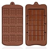 YOYUSH Silikon-Schokoladenformen, 2 Stück, Antihaftbeschichtung, für Mini-Schokoladentafeln, zwei verschiedene Arten, braun, auch als Eiswürfelform, für Süßigkeiten, Schokolade, Backen, Küche