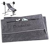 DUNSOO Fitness Handtuch I 120x50cm I Mikrofaser Sporthandtuch mit Reißverschlusstasche für Fitnessstudio und Training I Gym Handtuch (Dunkelgrau)