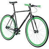 Galano 700C 28 Zoll Fixie Singlespeed Bike Blade 5 Farben zur Auswahl, Rahmengrösse:53 cm, Farbe:schwarz/grün