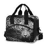 Isolierte Lunchtasche, wiederverwendbar, Jaguar Leopard im Wasser, Lunchbox, verstellbarer Schultergurt, für Schule, Büro, Picknick, Erwachsene, Männer, Frauen