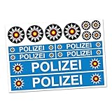 Finest Folia 6 x Polizei Aufkleber Sticker für Auto Boot Caravan Bus Bike Fahrrad Dreirad Rutschauto Spielauto Modellbau Helm RC Car Plakette (R023 Blau)