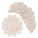 Phantomon Tischsets, handgefertigt, gehäkelt, rund, Baumwolle, Spitze, 25,4 cm, Beige, 4 Stück