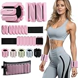 BECOJADDE Gewichtsmanschetten fuß 0.45 KG Je Gewichte für Beine und Arme Set 2 Ankle Weights Handgelenk Gewichte Knöchelgewichte Fussgewichte für Joggen Cardio Aerobic Krafttraining Rosa