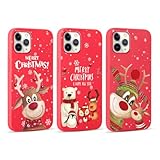 Yoedge 3 Stück Weihnachten Handyhülle für Samsung Galaxy A10 Hülle 6,2', Weihnachts Schutzhülle mit Elch Muster Aesthetic, TPU Silikon Stoßfeste Merry Christmas Case Cover für Samsung A10, Fox