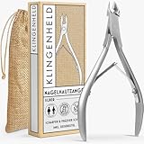 KLINGENHELD® Präzise Nagelhautzange - Sehr leichtgängig & extra scharf - inkl. Reisebeutel aus Baumwolle 100% plastikfrei & nachhaltig - Nagelhautschere, Nagelhautschneider