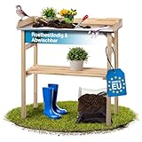 Rellinger® Pflanztisch outdoor wetterfest [LANGLEBIG & ROBUST] - inkl. verzinkter Arbeitsplatte - Pflanzentisch aus Holz - Pflanztisch Wetterfest - Pflanztisch für draußen (Made in Europe)