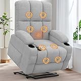 Srfzluxy Relaxsessel Massagesessel Elektrisch Verstellbar Fernsehsessel mit Liegefunktion Massage Wärmefunktion, TYP C&USB-Anschlüsse, 4 Seitentaschen 2 Getränkehalter, Lesesessel TV Sessel Wohnzimmer