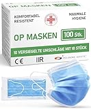 ADESTE – 100x Einweg OP Masken Typ IIR, 3-lagig,...