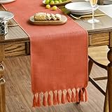 Artoid Mode Terracotta Orange Landhausstil Quasten Herbst Tischläufer, Waschbar Küche Tisch Dekoration Party Geburtstag Hochzeit Dekor 33x143 cm