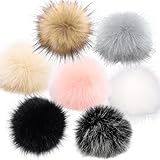 Pamtns Pompons für Mützen 14 Stück Fellbommel für Mützen Kunstfell Bommel für Mütze Kunstfell Pompon Ball für Hut Künstliche Fellbommel Fake fur Bommel 10cm Haarkugel Anhänger DIY für Tasche Basteln
