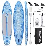 NiceWave Aufblasbare Stand Up Paddle Boards für Erwachsene/Jugendliche mit Kamerahalterung (11' Ultraleichtes SUP Paddleboards) mit Premium ISUP Zubehör und Rucksack