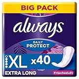 Always Daily Protect Slipeinlagen Damen, Extra Long (40 Binden) Big Pack, mit frischem Duft, atmungsaktiv, flexibel