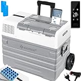 KESSER® Kompressor Kühlbox elektrisch Gefrierbox, 52 Liter Mit APP-Steuerung USB-Anschluss 12/24 V 230V, +Teleskopstange, 2x Kühlbox Räder Kühlschrank Kühlung bis -20 °C für Auto, Lkw, Boot + Kühlakku