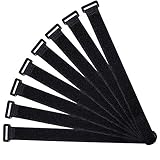 QitinDasen 20 Stück 40 X 2 cm Nylon Kabelbinder, Wiederverwendbare Kabelbänder, Verstellbare Klettbänder, Mehrzweck Klettverschluss Kabelbinder (Schwarz)