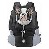 Hunderucksack Katzenrucksack, Atmungsaktive Verstellbar Katzen Transport Rucksack, Transporttasche Haustier Hund Tragetasche Katzentasche mit Fenster für Klein Hunde Katze Welpen (M, Schwarz)