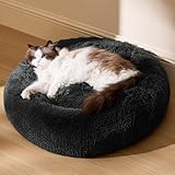 BEDSURE Katzenbett waschbar Flauschiges Hundebett - Ø 50 cm Rund Kissen, Katzenschlafplatz für Katzen Kleine Mittelgroße Hunde, Plüsch Katzenkissen Rund Kuschelbett Katzen Bettchen, Dunkelgrau