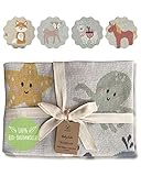 Babydecke Baumwolle - 100% kuschelige GOTS Bio-Baumwolle - Meer-Tiere, Beige, Grau, Blau, Mint | Junge/Mädchen Strickdecke Neugeborenen Baby Decke Baumwolldecke Kuscheldecke Baby Geschenke zur Geburt