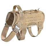 HUNTVP Taktische Hundeweste 1000D Molle Verstellbar Hundegeschirr mit Tragegriff für Mittlere Große Hunde Jagd Military Training Wandern Outdoor, Braun M