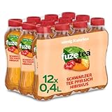 Fuze Tea Pfirsich Hibiskus - erfrischende Fusion aus Tee, Saft und Kräutern mit Kombination aus Pfirsich und Hibiskus - Tee aus nachhaltigem Anbau - Einweg Flaschen (12 x 400 ml)