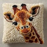 Taxpy Knüpfkissen Set Baby-Giraffe 43X43Cm Knüpfkissen Set Für Anfänger Erwachsene Oder Kinder Zum Selber Knüpfen,Diy Knüpfteppich Knüpfpackung