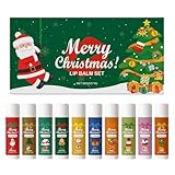 Lippenpflegestift,Lipbalm,Weihnachts Lippenbalsam 10 pcs/Set,Hydrating,NäHrende Lippenpflege,LippenfäLtchen Aufhellen,FüR Trockene & Rissige Lippen,Winter Lippenpflegestift (Green, 17x1.8x6.8cm)