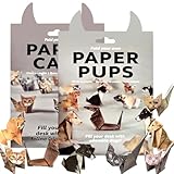 100 Blatt Papier Katzen & Hunde Origami Set, DIY Bastelset für Kinder & Erwachsene, Falten Sie niedliche Katzenfiguren zur Dekoration und als Geschenk