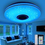 Gindoly 36W LED Deckenleuchte Dimmbar mit Bluetooth Lautsprecher,LED Deckenlampe mit Fernbedienung oder APP-Steuerung,RGBW Farbwechsel,Einstellbar für Schlafzimmer Küche Kinderzimmer Wohnzimmer